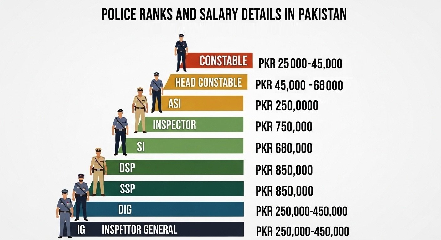 Police Ranks In Pakistan With Salary detail information